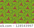 A vibrant pattern of stylized flowers and leaves 128543997