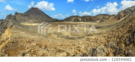 Rugged volcanic terrain in New Zealand 128544061