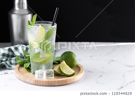 Classic Mojito Cocktail with Lime and Mint Classic Mojito Cocktail with Lime and Mint 128544829
