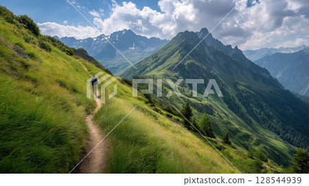 夏季登山，欣賞壯麗景色，感受自由和成就感 128544939