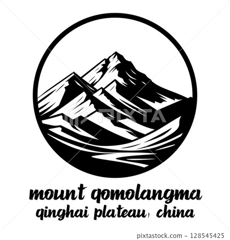 Circle Icon Mount Qomolangma.Vector illustration 128545425