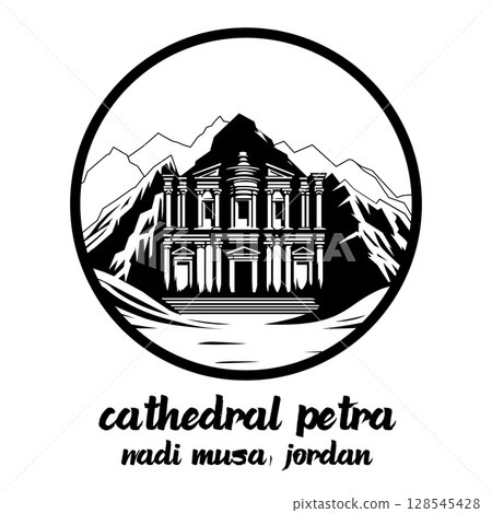 Circle Icon Cathedral Petra. vector illustration Circle Icon Cathedral Petra. vector illustration 128545428