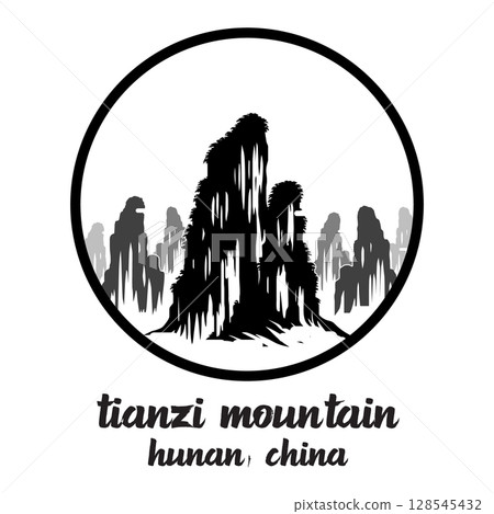 Circle Icon Tianzi Mountain. Vector illustration Circle Icon Tianzi Mountain. Vector illustration 128545432