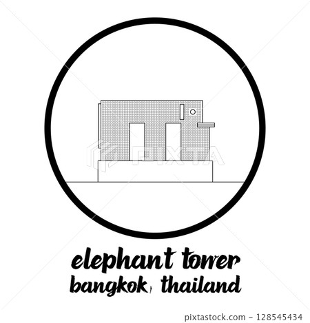 Circle Icon Elephant Tower. Vector Illustration Circle Icon Elephant Tower. Vector Illustration 128545434