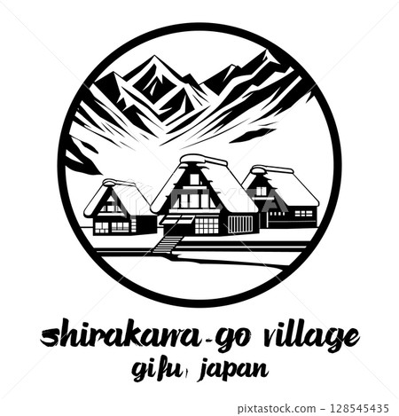 Circle Icon Shirakawa-go Village. Vector illustration Circle Icon Shirakawa-go Village. Vector illustration 128545435