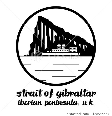 Circle Icon Strait of Gibraltar. Vector Illustration 128545437