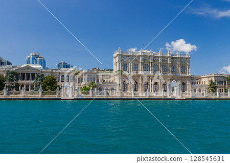 Dolmabahce Palace, seen from the Bosphorus, Istanbul, Turkey 128545631