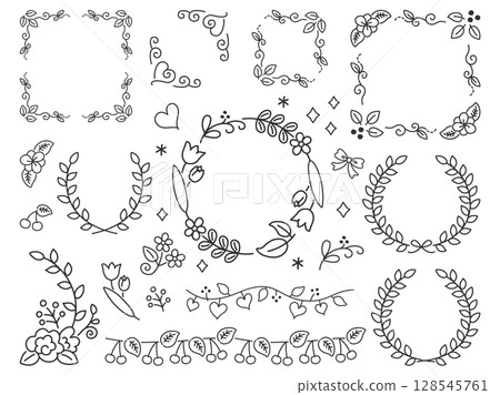 Elegant floral frame material set 128545761
