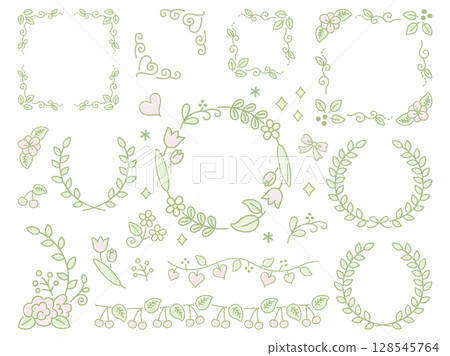 Flower and leaf frame set 128545764