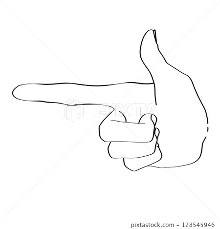 Hand drawing illustration "Yubisashi" Hand drawing illustration "Yubisashi" 128545946