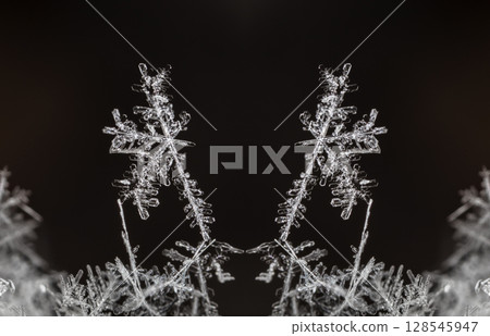 snowflakes, winter card, crystals of snow 128545947