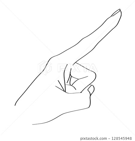 Line drawing illustration of hand "push" 128545948