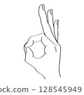 Hand drawing illustration "OK" Hand drawing illustration "OK" 128545949