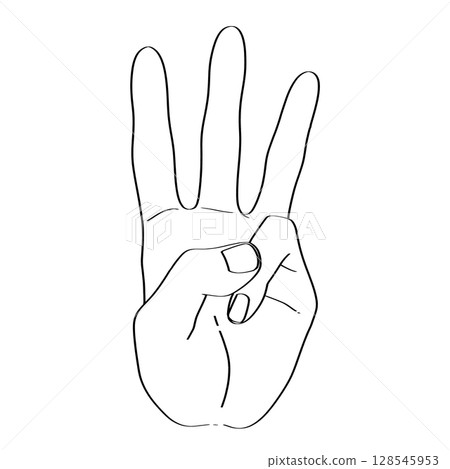 Hand drawing illustration "3" 128545953