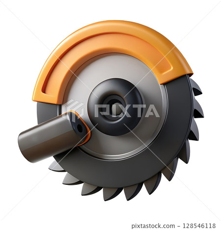 Rendered Cutter Machine in 3D Icon Format Resting on White Background Symbolizing Tool Usage and Clean Work Design Rendered Cutter Machine in 3D Icon Format Resting on White Background Symbolizing Tool Usage and Clean Work Design 128546118