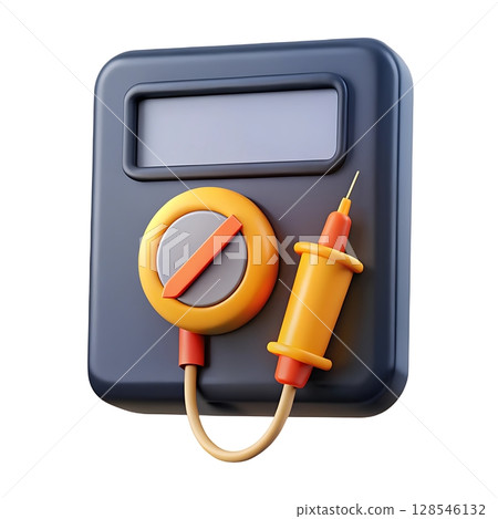 Digital Multimeter measuring resistance on circuit boards for safety testing and assurance in electronics industry 128546132