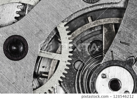 clockwork mechanical watch, high resolution and detail 128546212