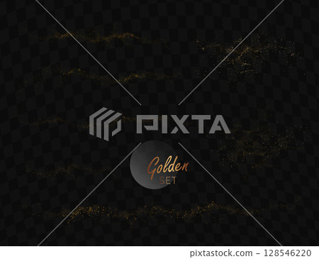 Isolated design element, exquisite golden abstract wavy shapes with glitter 128546220