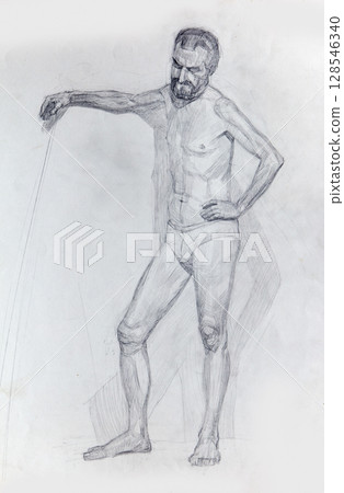 pencil drawing illustration, portrait, sketch 128546340