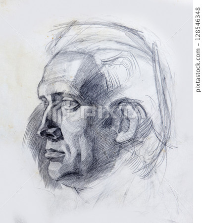 pencil drawing illustration, portrait, sketch 128546348