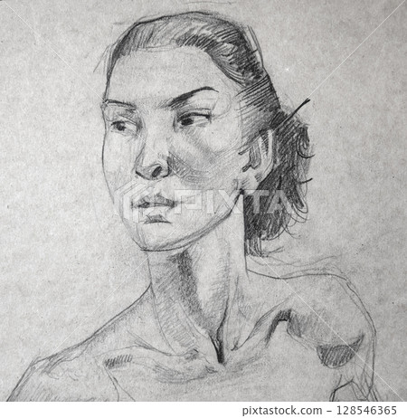 pencil drawing illustration, portrait, sketch pencil drawing illustration, portrait, sketch 128546365