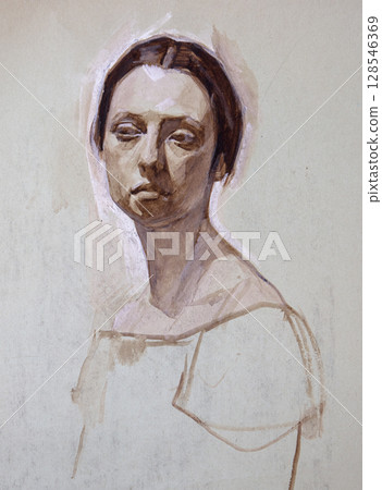 pencil drawing illustration, portrait, sketch 128546369