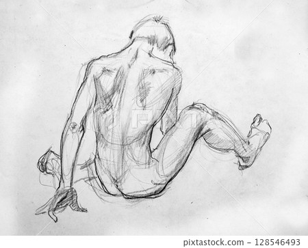 human's figure, pencil drawing illustration, sketch human's figure, pencil drawing illustration, sketch 128546493