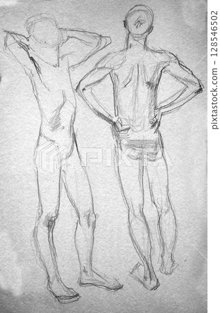human's figure, pencil drawing illustration, sketch human's figure, pencil drawing illustration, sketch 128546502