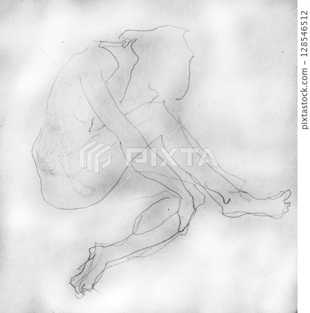 human's figure, pencil drawing illustration, sketch 128546512