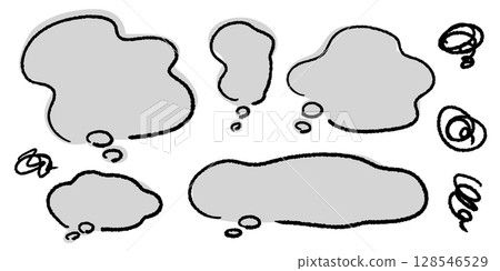 A set of comic icons and speech bubbles for vague anxiety and dissatisfaction, vector 128546529