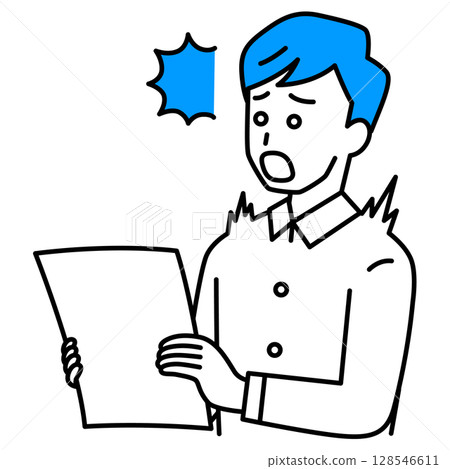 Casual man surprised at a document Casual man surprised at a document 128546611