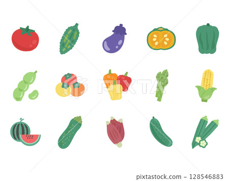 Summer vegetable illustration set 128546883