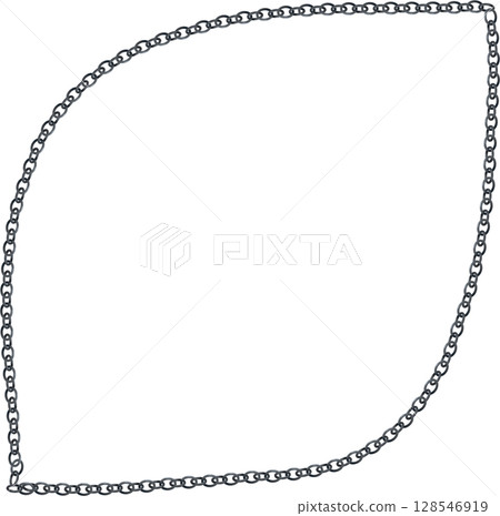Hand drawn leaf-shaped illustration of silver chain Hand drawn leaf-shaped illustration of silver chain 128546919