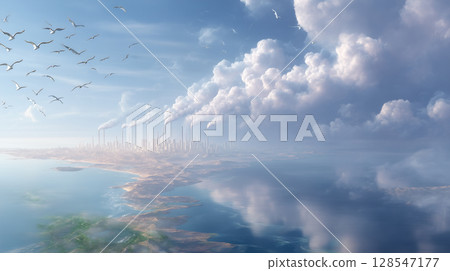 Pollution of the planet. environmental pollution concept. 3D rendering 128547177
