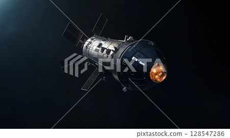Satellite operation in low Earth orbit showcasing advanced technology Satellite operation in low Earth orbit showcasing advanced technology 128547286