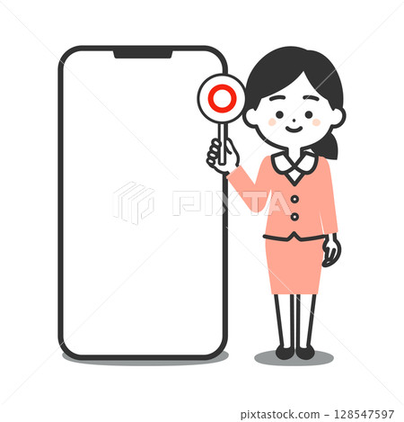 圖:一位身穿西裝的三頭女性站在一部大型智慧型手機旁,旁邊是一張圓形鈔票 圖:一位身穿西裝的三頭女性站在一部大型智慧型手機旁,旁邊是一張圓形鈔票 128547597