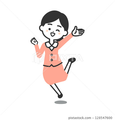 穿著西裝跳躍的立體女人的插圖 128547600