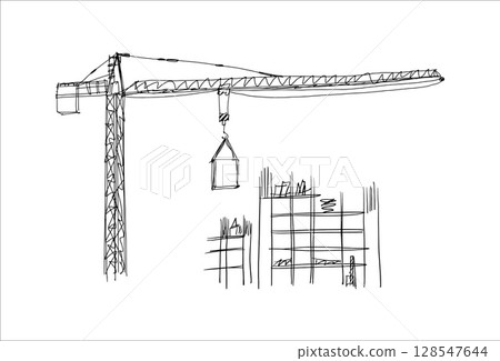 Building crane sketch 128547644