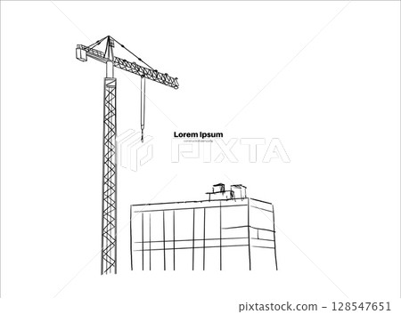 Building crane sketch Building crane sketch 128547651