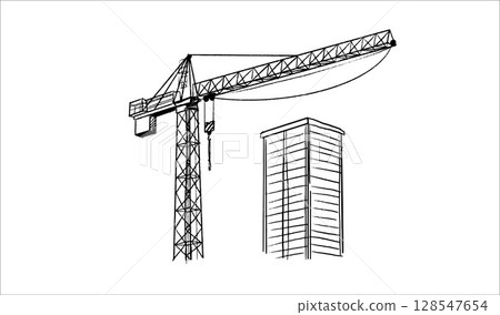 Building crane sketch Building crane sketch 128547654