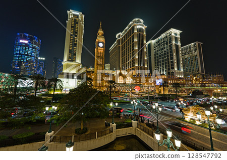 View at the Londoner hotel in Macau at night 128547792