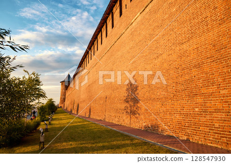 Stunning Evening View of Nizhny Novgorod Kremlin Wall 128547930