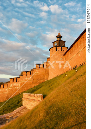 Clock Tower of Nizhny Novgorod Kremlin at Sunset 128547944