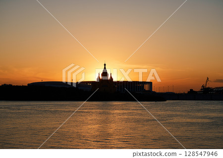 Sunset Silhouette of Alexander Nevsky Cathedral in Nizhny Novgorod Sunset Silhouette of Alexander Nevsky Cathedral in Nizhny Novgorod 128547946