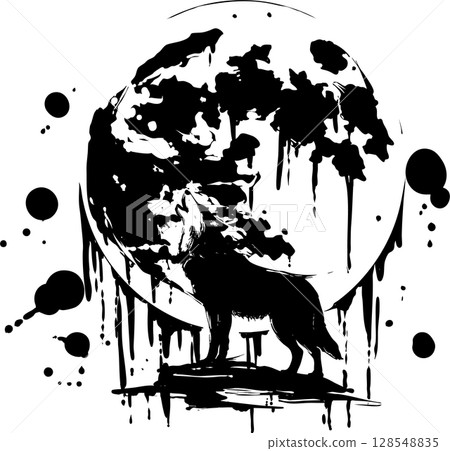 Wolf howling and the moon 128548835