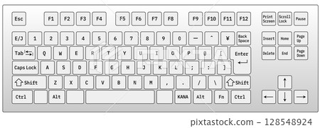 Computer keyboard illustration (without numeric keypad) 128548924