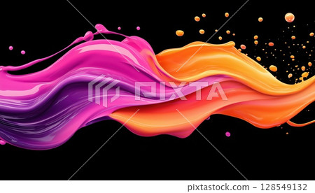 Abstract Liquid Wave In Pink And Orange 128549132