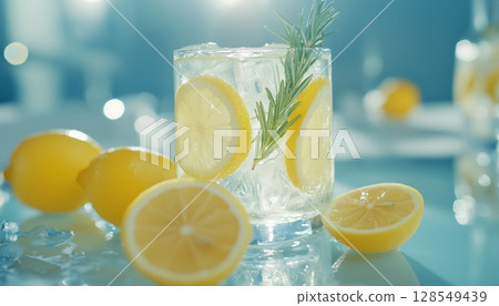 Refreshing Summer Lemonade Cocktail With Ice 128549439