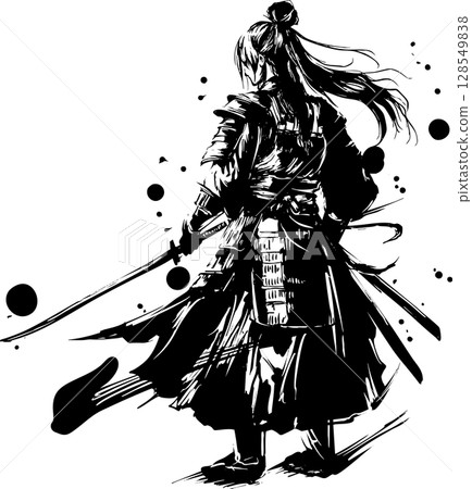Sumi-e illustration of a female samurai 128549838