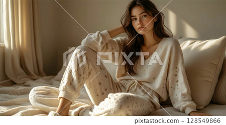 young woman in bed rest at home 128549866
